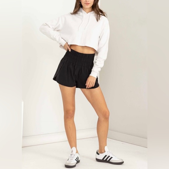 Black Paper Bag Waist Shorts - Picture 1 of 10